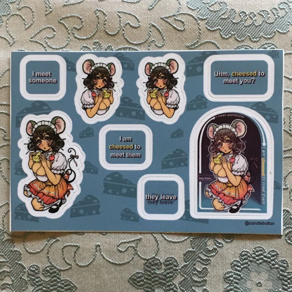 Candie Bolton 'Cheesed To Meet You' Mouse Bishoujo Sticker Sheet